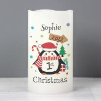 Personalised 1st Christmas Penguin LED Candle Extra Image 1 Preview